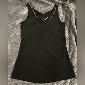 Gorgeous NWT Black Rhinestone Twist Neckline Express Top SzM
